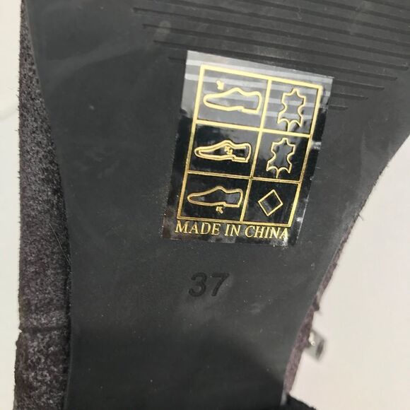 Anthropologie Intentionally Blank Grayish Purple Suede Leather Zip Closure Boots - Picture 16 of 16